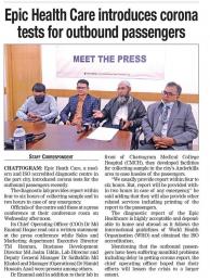 Epic health Care Introduces corona tests for outbound passengers- Daily Sun